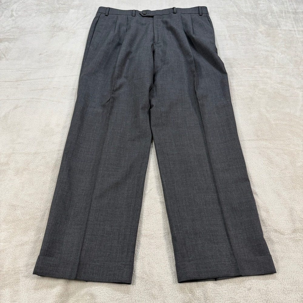 Lauren Ralph Lauren Mens 36x30 Gray Wool Pleated Dress Pants Total Comfort EUC